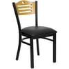 Flash Furniture HERCULES Series Black Slat Back Metal Restaurant Chair - Natural Wood Back, Black Vinyl Seat
