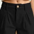 thumbnail image 5 of Bloomae Bermuda Shorts for Women Knee Length High Waisted Button Elastic Waist Summer Dressy Casual Pleated Long Chino Shorts with Pockets, 5 of 8