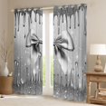 thumbnail image 2 of Feelyou Dreamy Grey Bow-tie Blackout Curtains Set of 2 (52x84 Each), Cartoon Princess Bowknot Window Curtains, Bling Stars Sequin Print Curtains and Drapes, Living Room Curtains Decor, 2 of 6