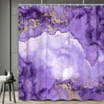 thumbnail image 4 of Purple Gold Marble Shower Curtain, Abstract Modern Colourful Ink Paint Veins Texture Crack Shower Curtain Sets, Fabric 3D Printing Durable Waterproof Bath Curtain with Hooks, 72X72in, 4 of 5