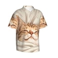 thumbnail image 2 of Balery Sleeping Cat In Blanket Print Men's Hawaiian Shirts Short Sleeve Beach Shirt Relaxed Fit Vacation Button Down Shirts-Small, 2 of 9