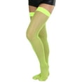 thumbnail image 4 of ToBeInStyle Womens Sexy Nylon Versatile Fine Fishnet Thigh High Stockings w/ Opaque Band - Neon Green, 4 of 6