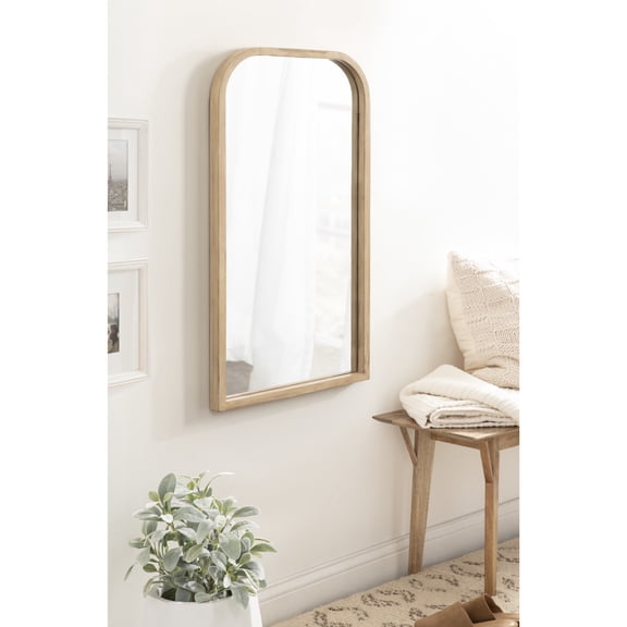 Kate and Laurel Occonor Modern Wooden Arched Mirror, 20 x 36, Natural, Transitional Arch Wall Mirror with Geometric Shape for Use as Bathroom Mirror for Vanity or Fireplace Mantel Mirror