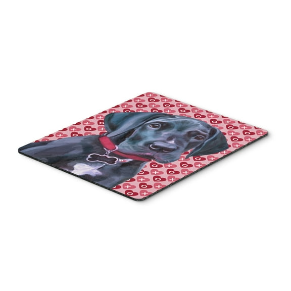 "Black Great Dane Puppy Hearts Love and Valentines Day Mouse Pad Hot Pad or Trivet"