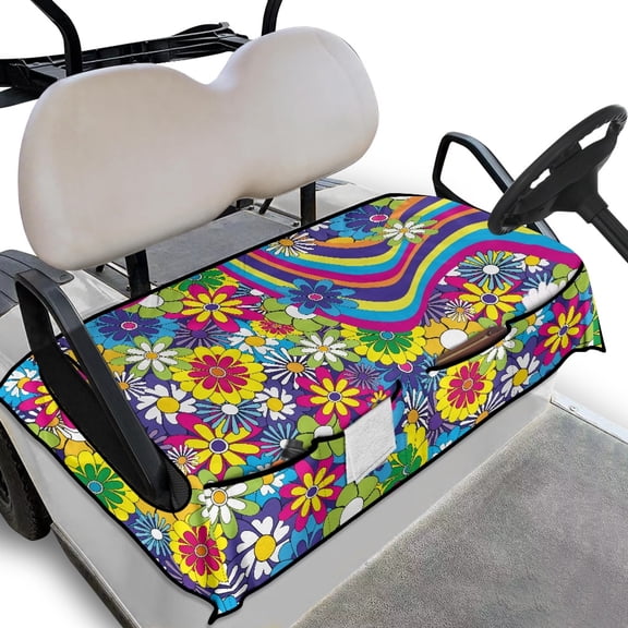 Whosucclay Floral Fold Design Golf Cart Seat Towel Blanket Anti-Slip for Club Car Yamaha EZGO Icon, Anti-Scratch Golf Cart Seat Protector
