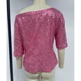 thumbnail image 4 of biudgviw One Shoulder Tops for Women Sequin Sparkly Glitter 3/4 Sleeve Blouses Casual Loose Trendy Shirts Night Out Party Club Outfits, 4 of 4