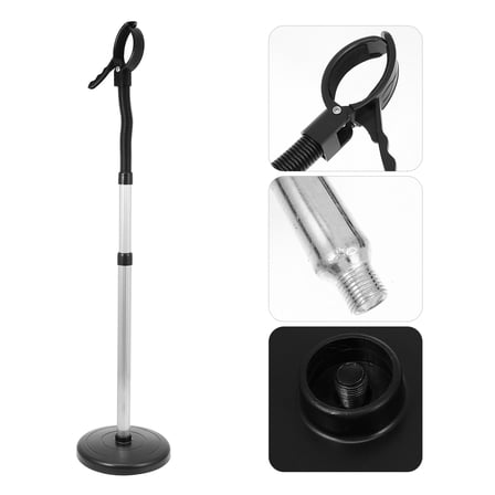 KONTONTY 1Pc Floor Hairdryer Holder Black Aluminum Alloy Hairdryer Bracket with Strong Load Capacity