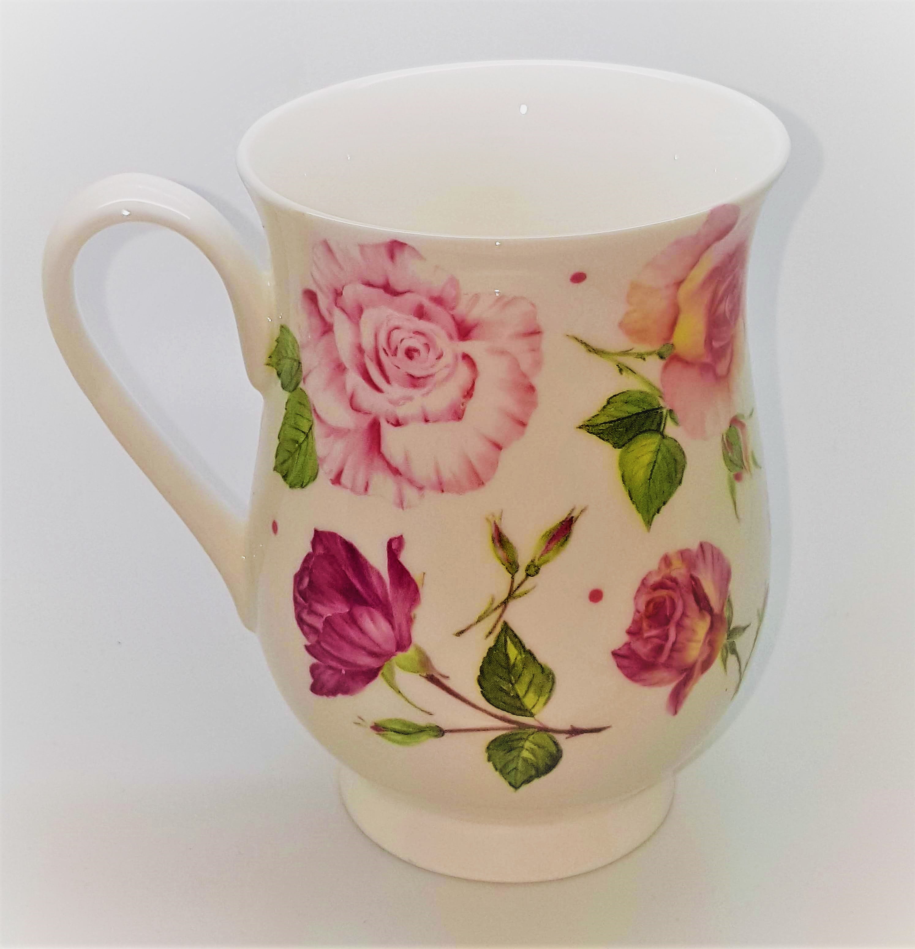 Rose Mug Set Set of 6  Redoute Rose Flower Fine China Mugs Brand New in Boxes 
