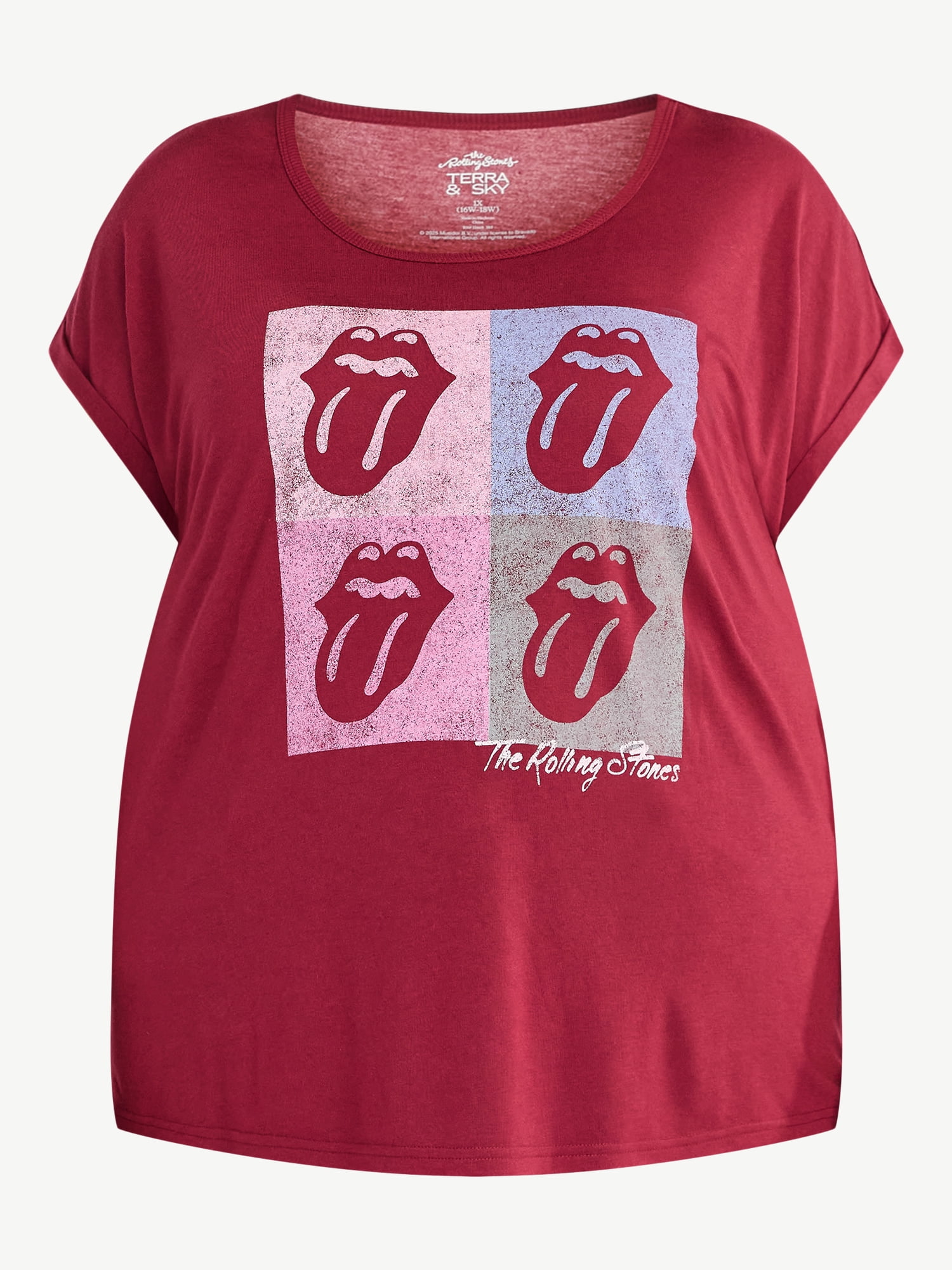Terra & Sky Women's Plus Graphic T-Shirt, Rolling Stones, Sizes 0X-4X