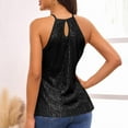 thumbnail image 5 of Sparkle Halter Vest Shirts for Women Dressy Sequin Sleeveless Party Blouse Backless Streetwear Tank Tops,Black XXL, 5 of 6