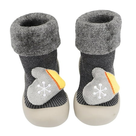 

YOUSNH Winter New Thickened Warm Baby Socks Christmas Toddler Children Shoes Walking Gift Socks Shoes for Baby Grey 9