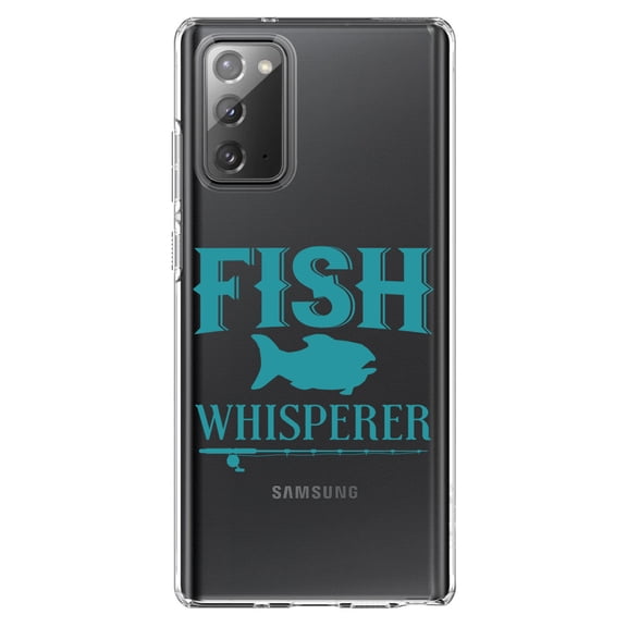 DistinctInk Clear Shockproof Hybrid Case for Samsung Galaxy Note 20 (6.7" Screen) - TPU Bumper Acrylic Back Tempered Glass Screen Protector - Fish Whisperer