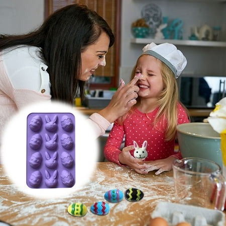 

wofedyo cupcake liners easter bunny eggs diy chocolate cake baking tool silicone molds kitchen gadgets baking supplies Purple 24*20*1