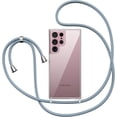 thumbnail image 2 of Clear Case for Samsung Galaxy S22 Ultra 5G with Adjustable Neck Lanyard Strap,Soft Slim TPU Shockproof Protective Cover for Samsung Galaxy S22 Ultra 5G-Grey Blue, 2 of 11