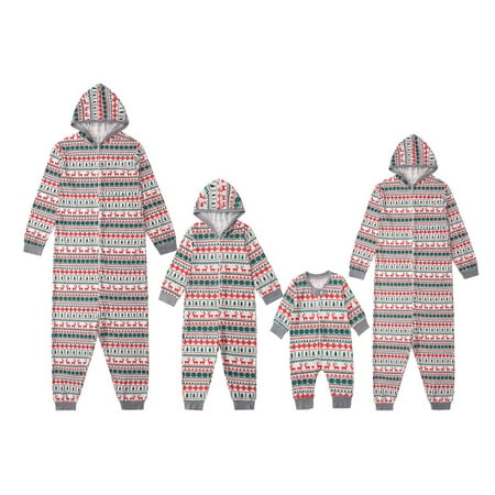 

Matching Family Pajamas Hoodie Sleeper Christmas PJ s Festival Snowflake Plush Cozy Warm Onesie