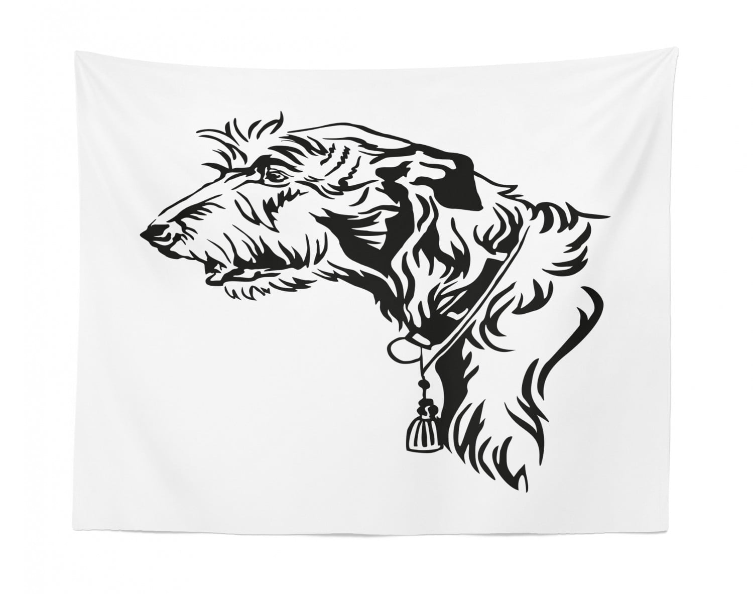 Irish Wolfhound Tapestry, Colorful Outline Portrait of Dog Silhouette ...