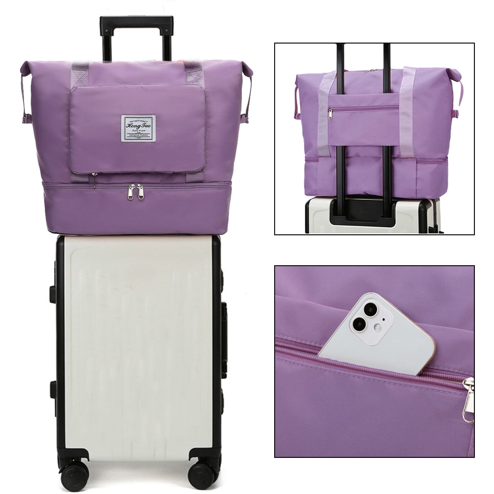 PAVEOS Small Gym Bag Gym Bag with Separate Shoe Compartment, Sports and Weekend Travel Bag, Men and Women's Large Capacity Lightweight Overnight Bag Duffle Bag Women Purple