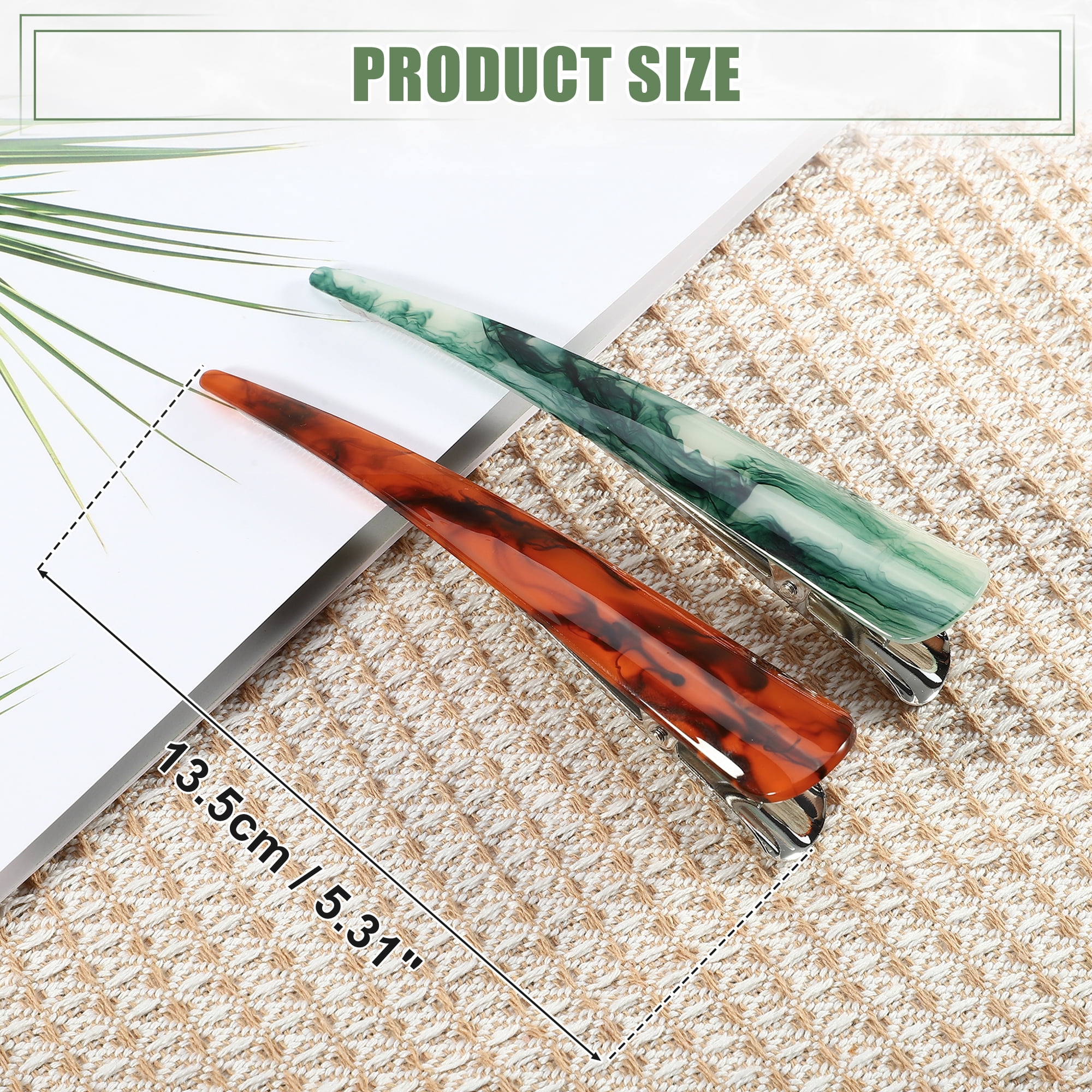 Unique Bargains 2Pcs Long Metal Duckbill Hair Clips Green Red