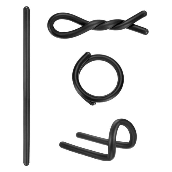 4-Pack Twist Rubber Ties, 17-Inch EVA Foam Reusable Bendable Rubber Twist Ties for Bundling Cords/Wires/Cables [Black]