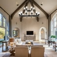 thumbnail image 2 of Modern Black Farmhouse Chandelier with Clear Glass Shades - Adjustable 18-Light for Kitchen Island, Dining Room, Foyer, 2 of 4