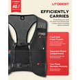 thumbnail image 2 of UTOBEST UTR112 Lightweight Running Vest Breathable Hydration Pack 3L, XL, with 1pc 500ml Green Soft Flask, 2 of 8