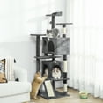 thumbnail image 2 of PawHut 54" Cat Tree Tower with Scratching Posts, Cat Condos, Dark Grey, 2 of 10
