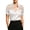 White(Women Tops), variant on Womens Satin Short Sleeve Blouse, Sheer Mesh Panel Button Down Shirt, Elegant Business Top
