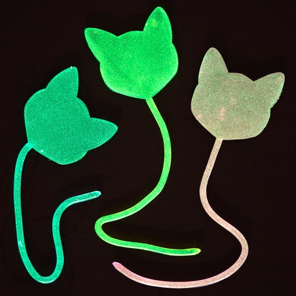 Fun Express 1 3/4" Glow-in-the-Dark Sticky Neon Blue, Pink & Green Cats - 24 Pieces