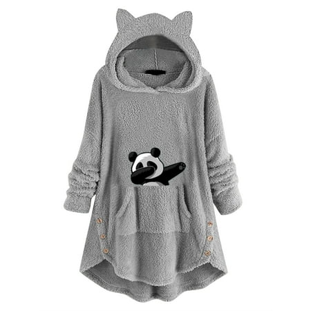 

NEGJ Ladies Thickened Overcoat Solid Color Button Down Winter Lined Hoodie Sweatshirt Outwear Jacket with Side Pocket Womens Fall Coats And Jackets plus Size Maternity Jacket