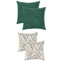 Unique Bargains 4 Pcs Modern Soft Throw Pillow Covers 18" x 18" Dark Green/Yellow Flower
