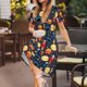 thumbnail image 3 of Easygdp Colorful Astronomy para Vestido Transpirable de Mujer, Vestido Suelto de Manga Corta con Pliegues y Bolsillos para el Verano, 3 of 6