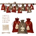 thumbnail image 1 of 24Pcs Christmas Drawstring Gift Bags with Number Wooden Signs, Linen Present Bags for Christmas Birthday Party Countdown Favors, 1 of 5