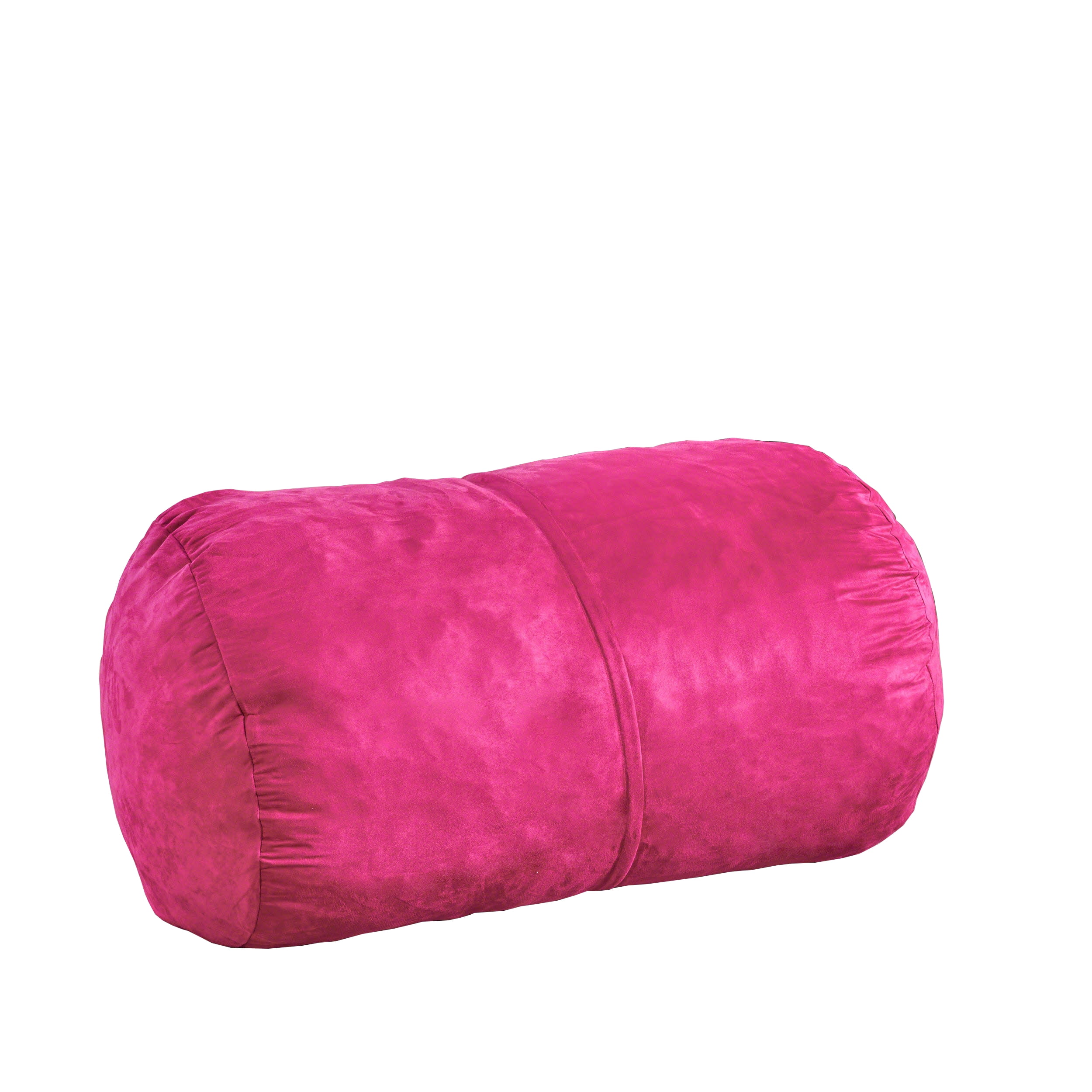 Michael 4ft Cylindrical Suede Bean Bag Chair - Foam Filled Relaxation for Teens, Adults - Cozy, Fuchsia