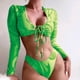 thumbnail image 1 of WILLBEST Bikini de Mujer, Traje de Baño, conjunto de Bikini para Mujer 2024, Blusa Estampada de Manga Larga, Cuello Bajo, Tirantes Finos, Cintura Abierta, Traje de Baño de Dos Piezas Ajustado, 1 of 7