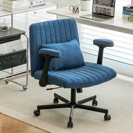 office chair modern linen blue product