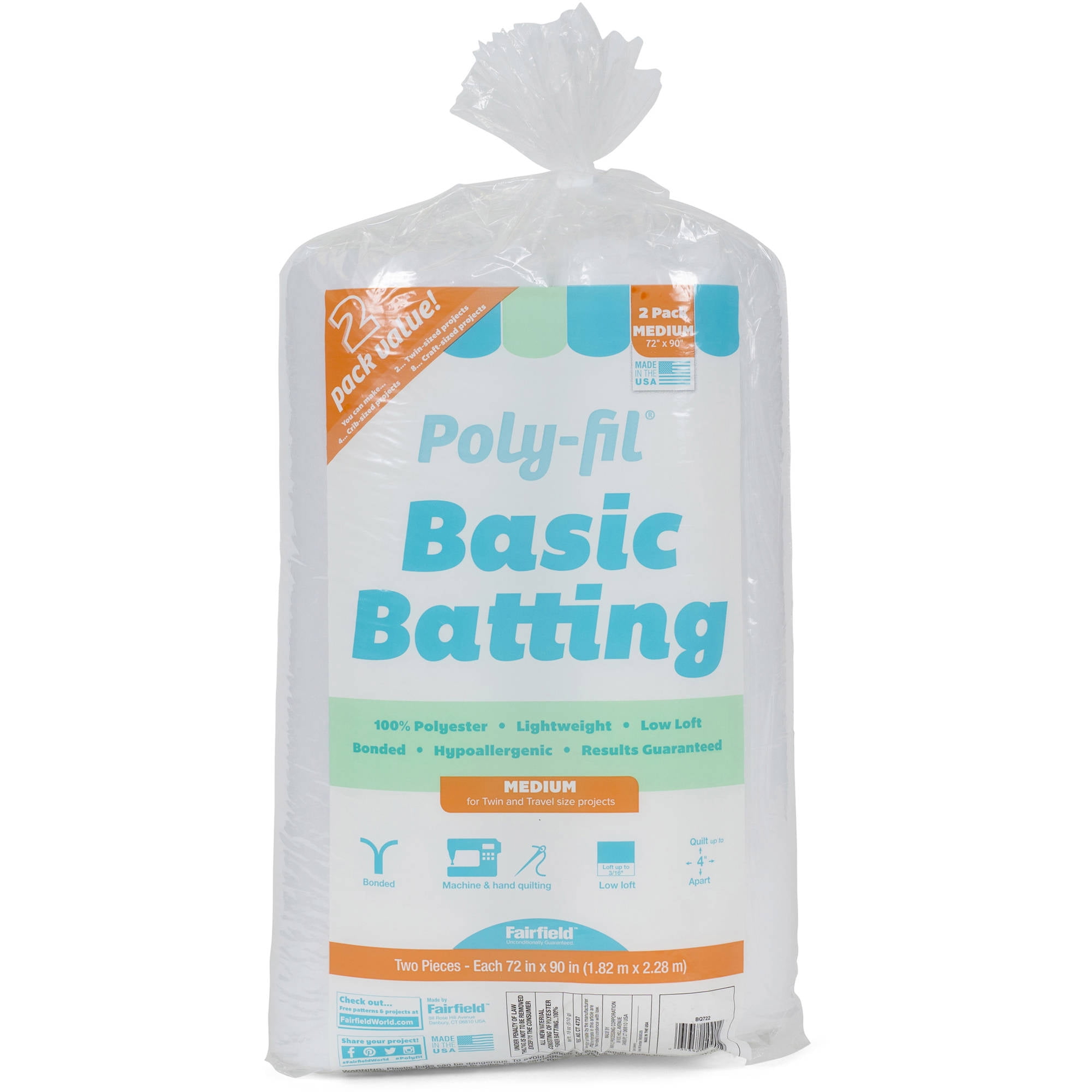 PolyFil® Basic Quilt Batting, 72" x 90" (2 Pack)