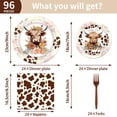thumbnail image 2 of 96 Pcs Highland Cow Party Supplies Tableware Brown Disposable Plates Napkins Forks Sets for 24 Guests Kids Animal Birthday Decorations, 2 of 6