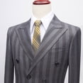 thumbnail image 3 of Beauty-Emily Men's Striped Double-Breasted Suit Set – Slim Fit 2-Piece Blazer & Pants, Bold Vertical Stripe Formal Suit for Party, Prom & Business, 3 of 12
