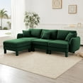 thumbnail image 3 of Modular Sectional Sofa, 3-Seat Cloud Couch Style Boucle Fabric Recliner, L Shaped Couch for Living Room Shell-Shaped Armrests Cylindrical Legs Green Sofa with Ottoman, Bedroom, Apartment, 3 of 9