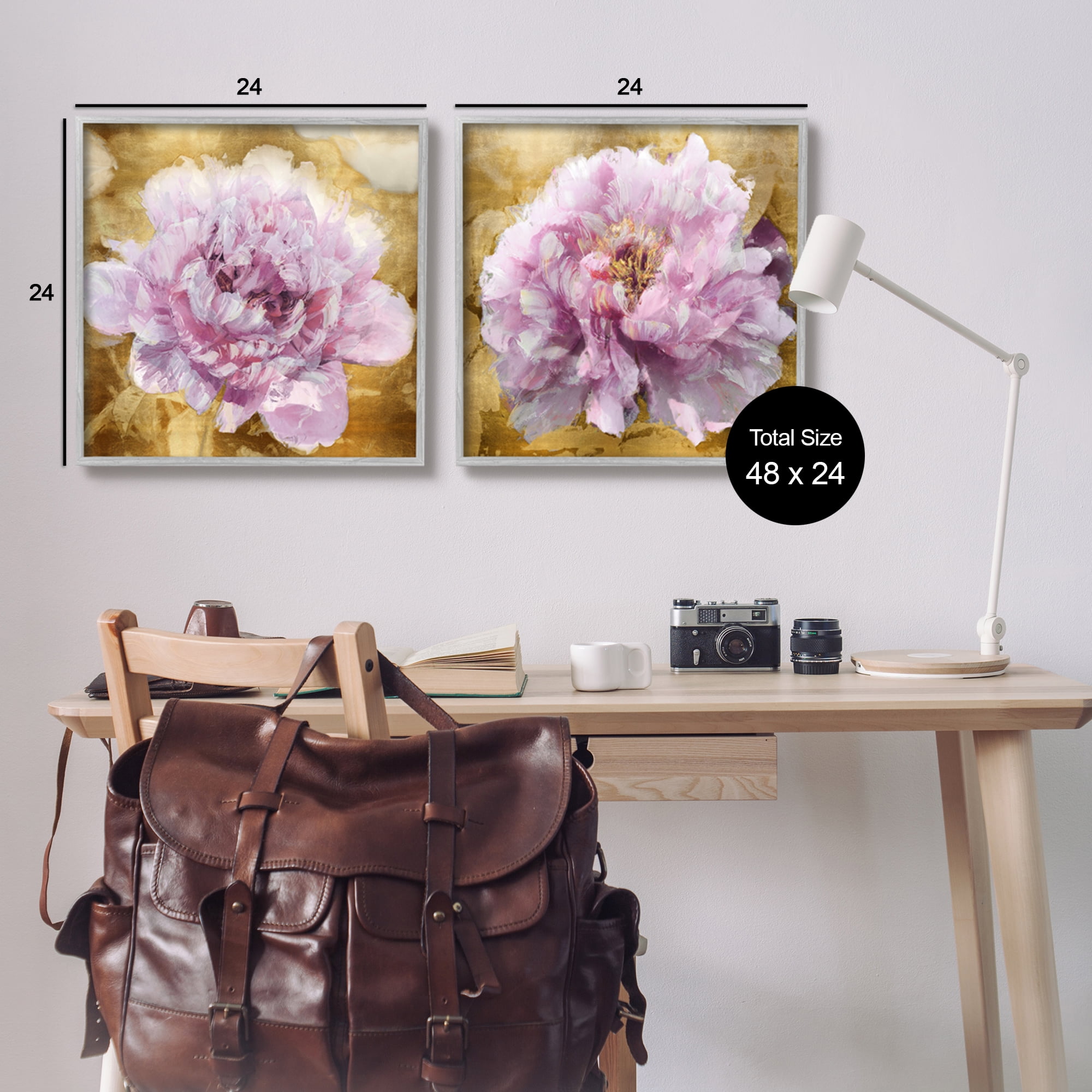 Stupell Industries Abstract Pink Flower Buds Botanical & Floral Painting Gray Framed Art Print Wall Art, 24 x 24