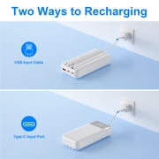 49800mAh Power Bank with Built in Cables, 22.5W Fast Charging Portable Charger, 4 Outputs 3 Inputs Led Display Battery Pack, Travel Essentials Phone Charger Compatible for iPhone/iPad/Samsung, White
