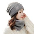 thumbnail image 6 of Xinwanna 2 Pcs/Set Lady Winter Beanie Scarf Sert Knitted Elastic Ear Protection Brimless Windproof Cap Neck Wrap Set Outdoor Cycling Skiing Headwear (Black), 6 of 13