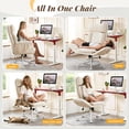 thumbnail image 3 of Chaise de Bureau à Croisillons avec Roulettes, Grande et Haute Chaise de Bureau, Accoudoirs Réglables, Beige Chenille, 3 of 8