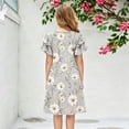 thumbnail image 5 of Abcomgle Girls Beach Dress Casual A-Line Double Layer Ruffle Sleeve Tshirt Dresses Daisy Floral Print Summer Crew Neck Swing Sundresses for 4-14t Kids, 5 of 5
