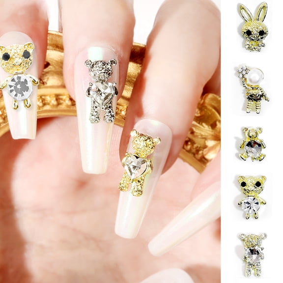 Jiaroswwei 10Pcs Nail Decor Exquisite DIY Lightweight Bear Alloy Nail Art Jewelry for Women