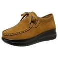 thumbnail image 2 of Women's Casual Suede Dress Shoes Comfortable Platform Wide Toe Box Non Slip Walking Shoes Vintage Lace Up Sneakers Yellow Size 7, 2 of 3