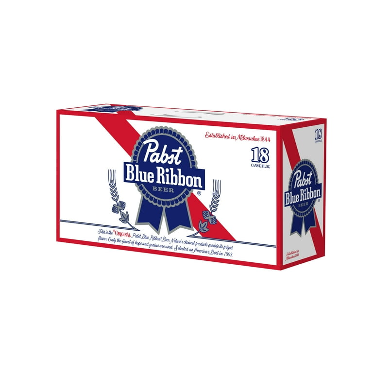 Pabst Blue Ribbon, Domestic Lager, 18 pack, 12 fl oz Can, 4.7% ABV