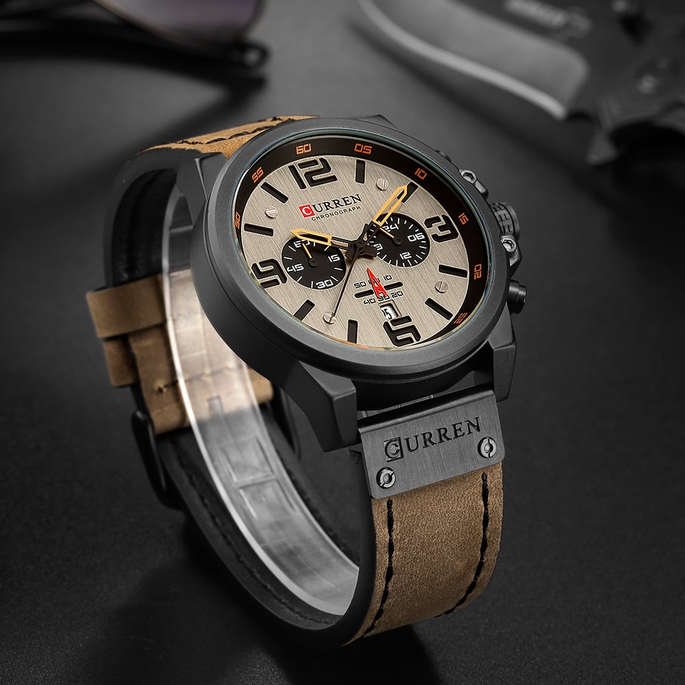 Curren Watches Curren 8314 Men Watch Quartz Brand Watch Wristwatch Calendar Hour Minute Time Display Leather Watch Brown