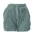 thumbnail image 2 of yunLCZ Pants for Women High Waisted Women's 2025 Spring And Summer New Women's Solid Color Drawstring Pocket Fashion Casual Shorts Ready Made Shorts, 2 of 4