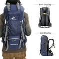thumbnail image 2 of TFixol Sac à Dos de Randonnée Léger 60 L avec Housse de Pluie, Conception Extensible pour Aventures en Plein Air, Matériau Durable Résistant à l'Eau, Rangement à Compartiments Multiples, Confortable pour les Voyages et le Camping, Bleu Marine, 2 of 6